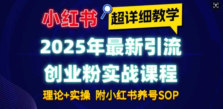 2025年最新小红书引流创业粉实战课程【超详细教学】小白轻松上手，月入1W+，附小红书养号SOP-阿光创业网