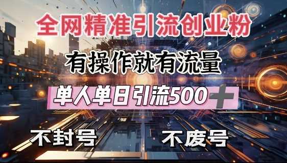 全网独家引流创业粉，有操作就有流量，单人单日引流500+，不封号、不费号-阿光创业网